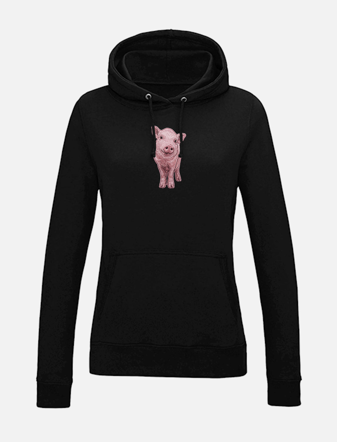 Damen-Hoodie mit Schweinchen-Stickerei