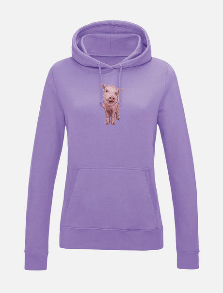Damen-Hoodie mit Schweinchen-Stickerei