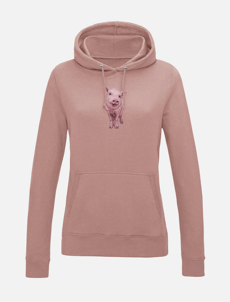 Damen-Hoodie mit Schweinchen-Stickerei
