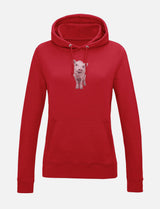 Damen-Hoodie mit Schweinchen-Stickerei