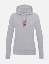 Damen-Hoodie mit Schweinchen-Stickerei