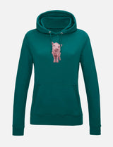 Damen-Hoodie mit Schweinchen-Stickerei