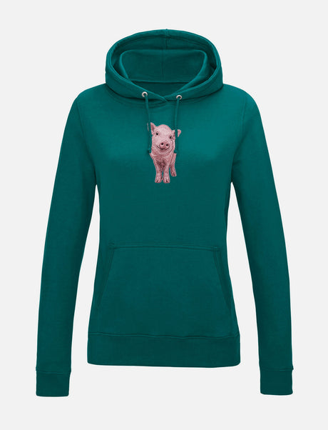 Damen-Hoodie mit Schweinchen-Stickerei