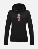 Damen-Hoodie mit Schweinchen-Stickerei