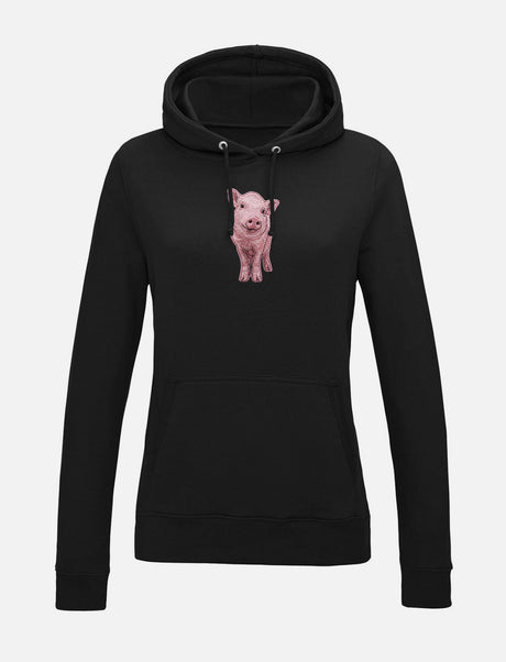 Damen-Hoodie mit Schweinchen-Stickerei