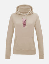 Damen-Hoodie mit Schweinchen-Stickerei