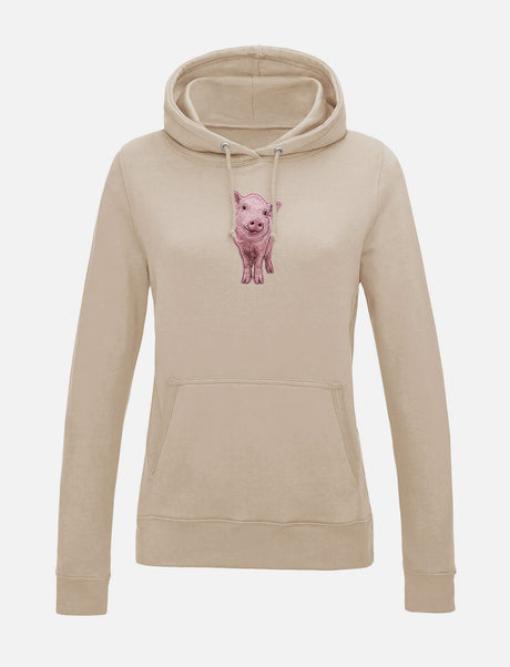 Damen-Hoodie mit Schweinchen-Stickerei
