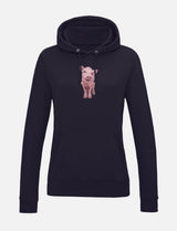 Damen-Hoodie mit Schweinchen-Stickerei