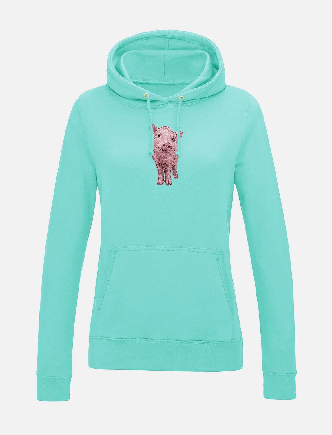 Damen-Hoodie mit Schweinchen-Stickerei