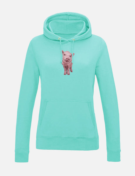 Damen-Hoodie mit Schweinchen-Stickerei