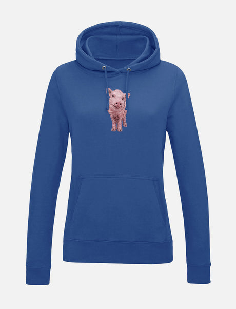 Damen-Hoodie mit Schweinchen-Stickerei