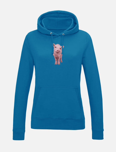 Damen-Hoodie mit Schweinchen-Stickerei