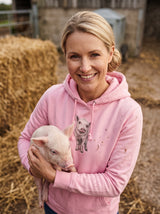 Damen-Hoodie mit Schweinchen-Stickerei