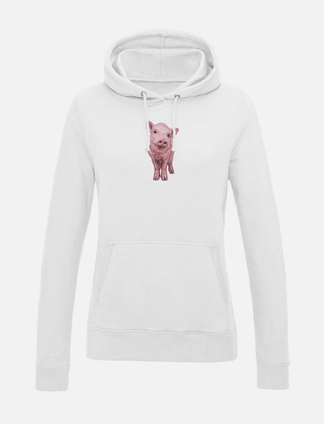 Damen-Hoodie mit Schweinchen-Stickerei