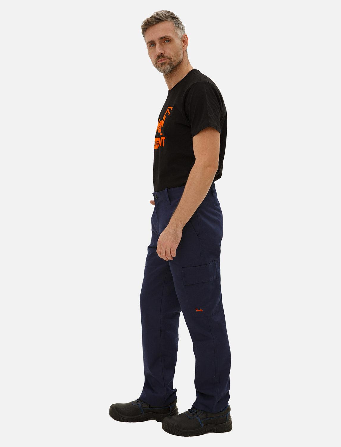 Pantalon de travail homme 100 % coton (260 g/m²) cargo d’été taille élastiquée