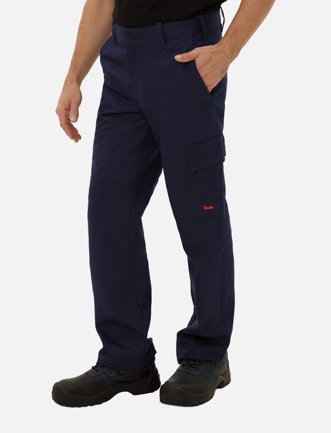 Pantalon de travail homme 100 % coton (260 g/m²) cargo d’été taille élastiquée