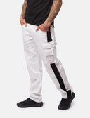 Pantalon de travail homme blanc 100 % coton avec poches pour genouillères, pantalon de peintre