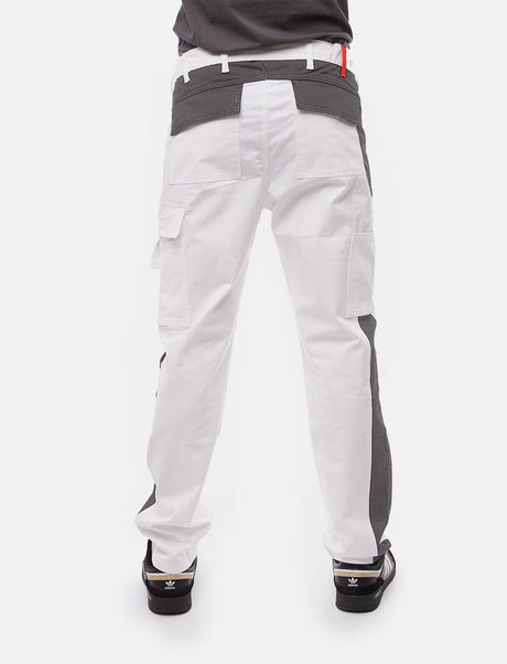 Pantalon de travail homme blanc 100 % coton avec poches pour genouillères, pantalon de peintre