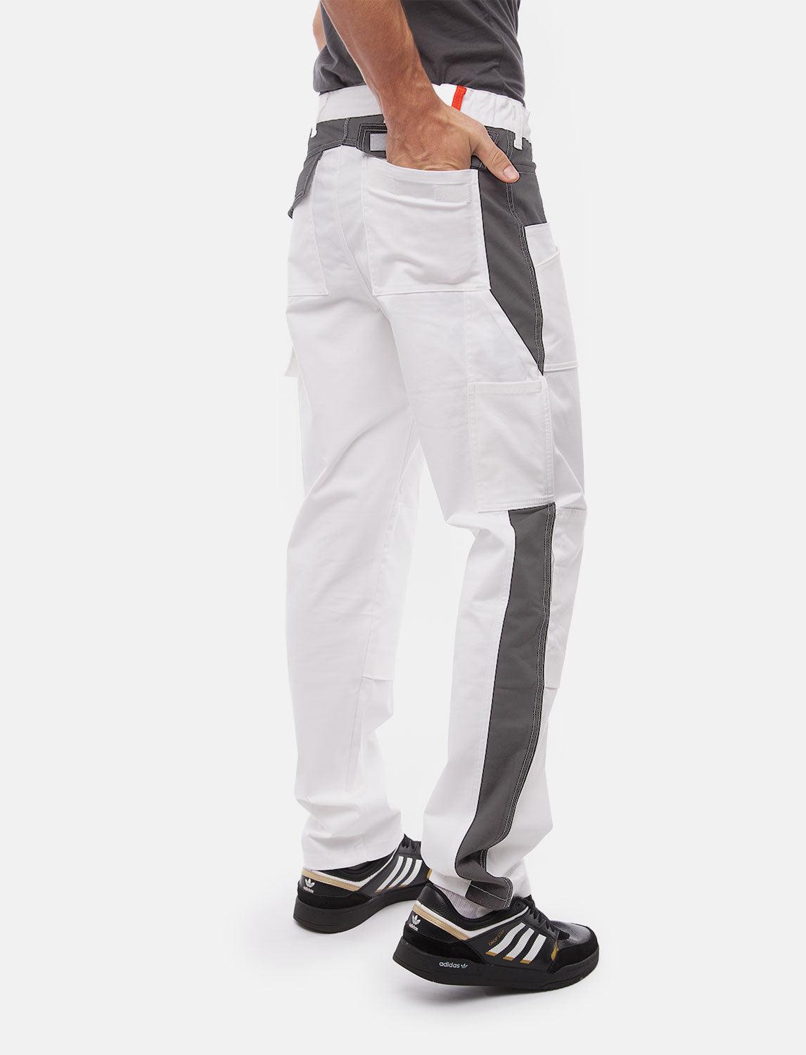 Pantalon de travail homme blanc 100 % coton avec poches pour genouillères, pantalon de peintre