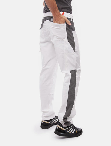 Pantalon de travail homme blanc 100 % coton avec poches pour genouillères, pantalon de peintre