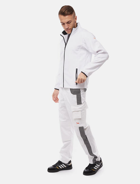 Pantalon de travail homme blanc 100 % coton avec poches pour genouillères, pantalon de peintre
