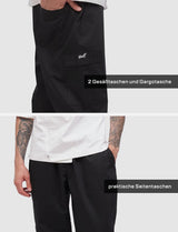 Men's Chef's Trousers with Elasticated Waist Cargo Regular Fit White / Black