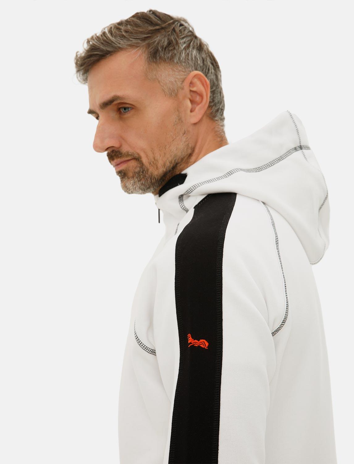Hoodie homme zippé blanc sweat à capuche hiver polaire