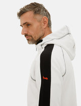 Hoodie homme zippé blanc sweat à capuche hiver polaire