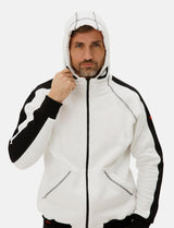 Hoodie homme zippé blanc sweat à capuche hiver polaire
