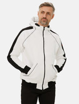 Hoodie homme zippé blanc sweat à capuche hiver polaire
