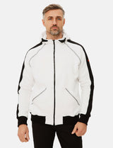 Hoodie homme zippé blanc sweat à capuche hiver polaire