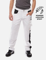 Pantalon de peintre homme stretch avec poches pour genouillères, tissu léger d’été