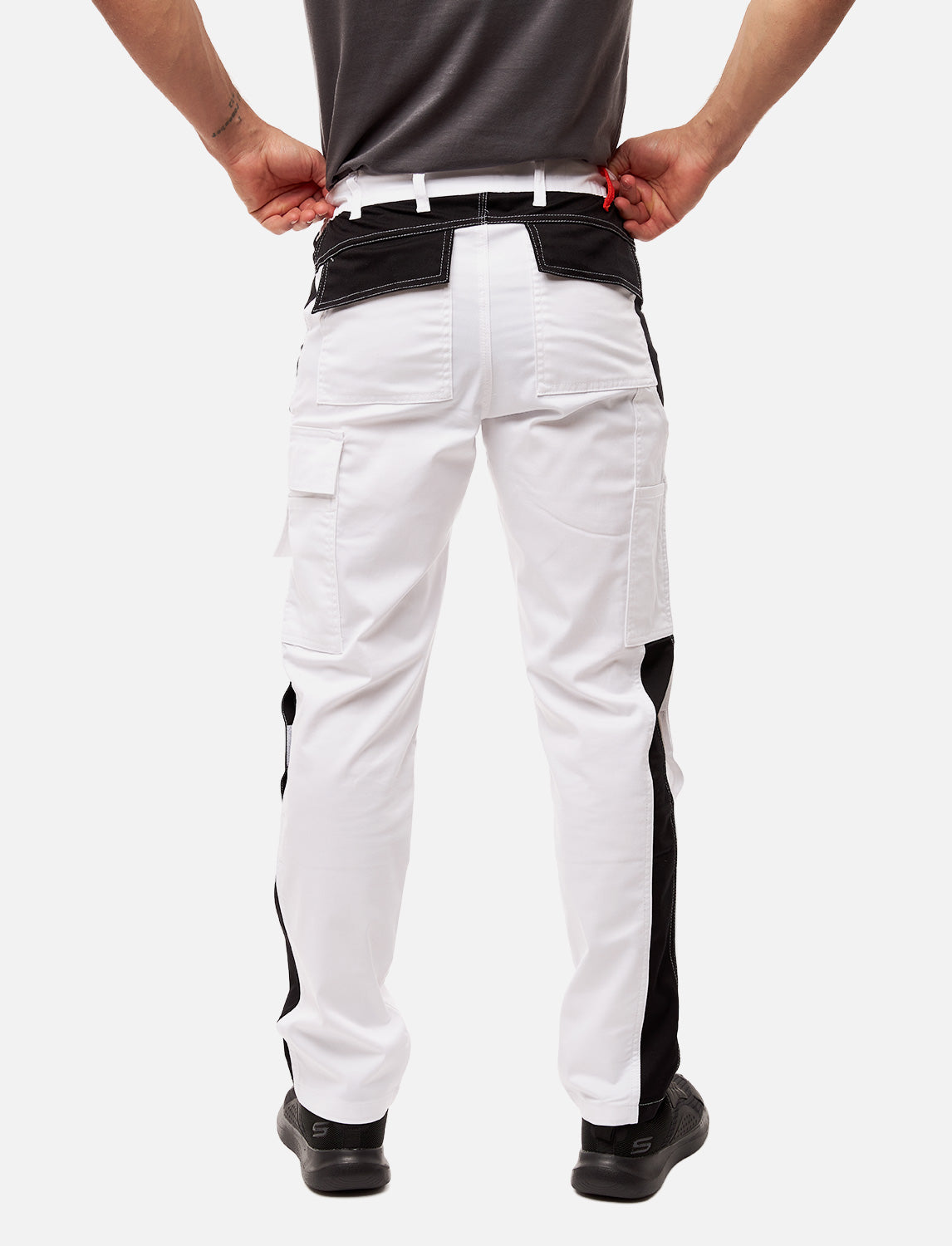 Pantalon de peintre homme blanc avec poches pour genouillères, pantalon de travail stretch Nylon X