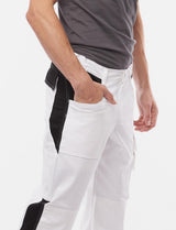Pantalon de peintre homme power Stretch avec poches pour genouillères blanc