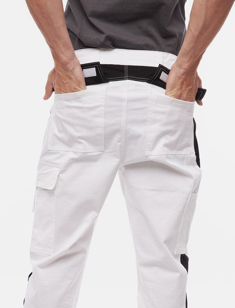 Pantalon de peintre homme power Stretch avec poches pour genouillères blanc