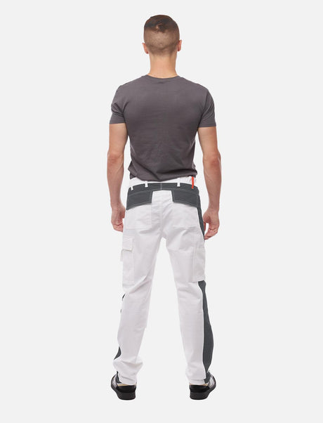 Pantalon de peintre homme power Stretch avec poches pour genouillères blanc