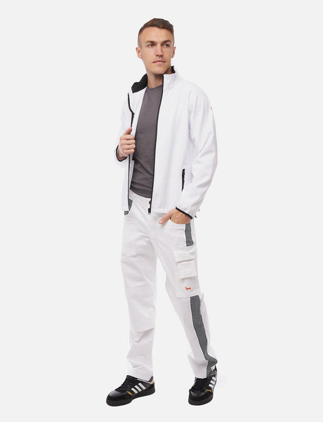 Pantalon de peintre homme power Stretch avec poches pour genouillères blanc
