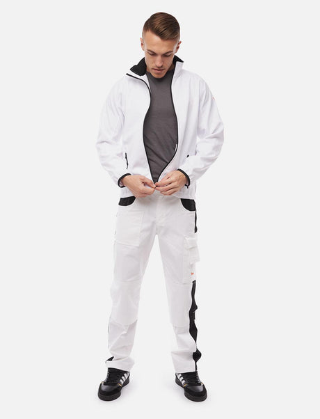 Pantalon de peintre homme stretch avec poches pour genouillères, tissu léger d’été