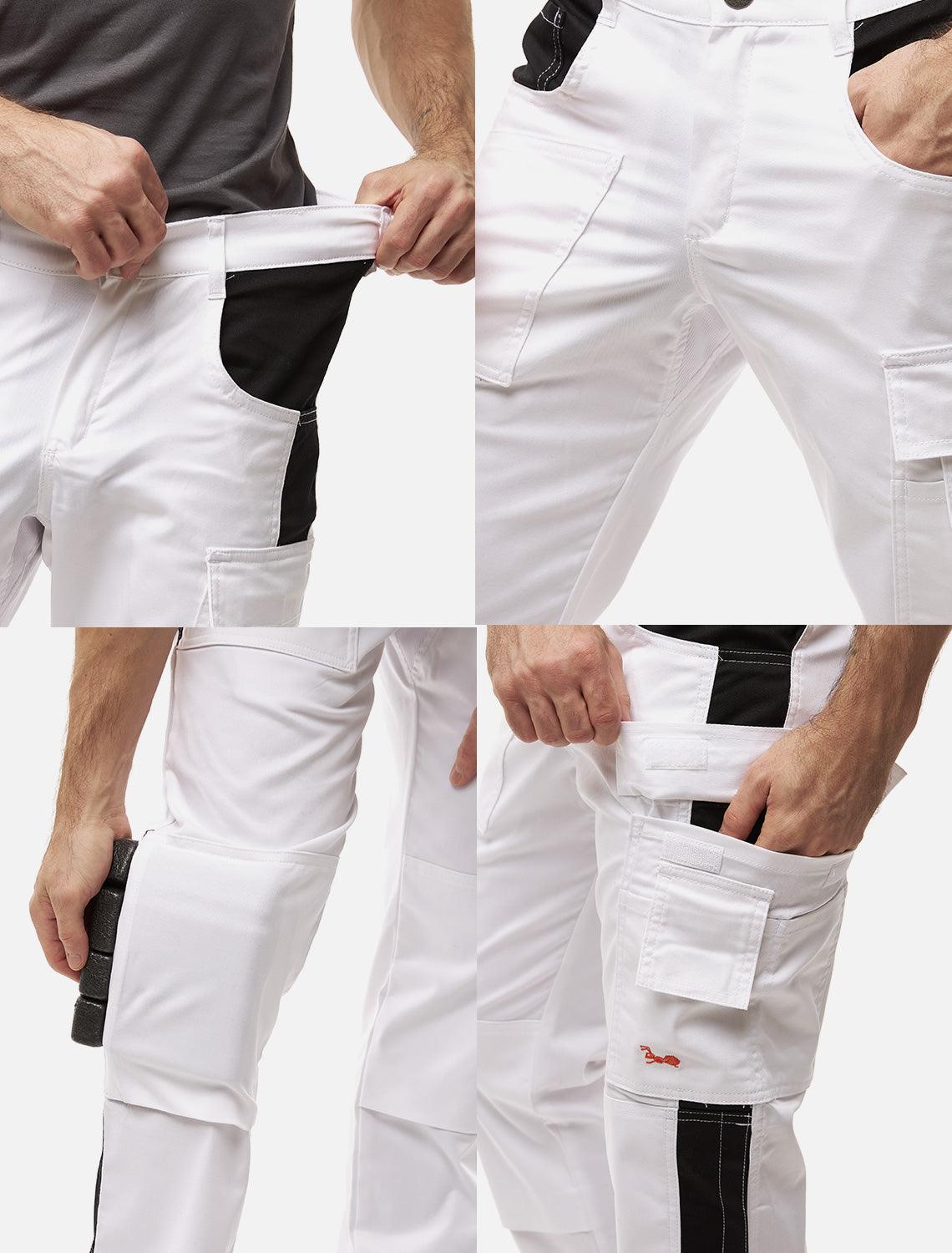 Malerhose Herren Weiß Stretch – Detailansicht 4 | StrongAnt