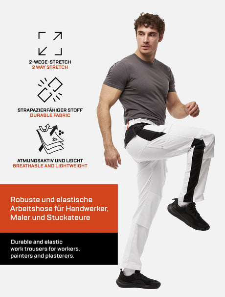 Malerhose Herren Weiß Stretch – Detailansicht 3 | StrongAnt