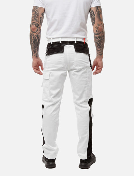 PANTALON DE PEINTRE HOMME STRETCH AVEC POCHES POUR GENOUILLÈRES PANTALON DE TRAVAIL PLÂTRIER BLANC | SORONA®