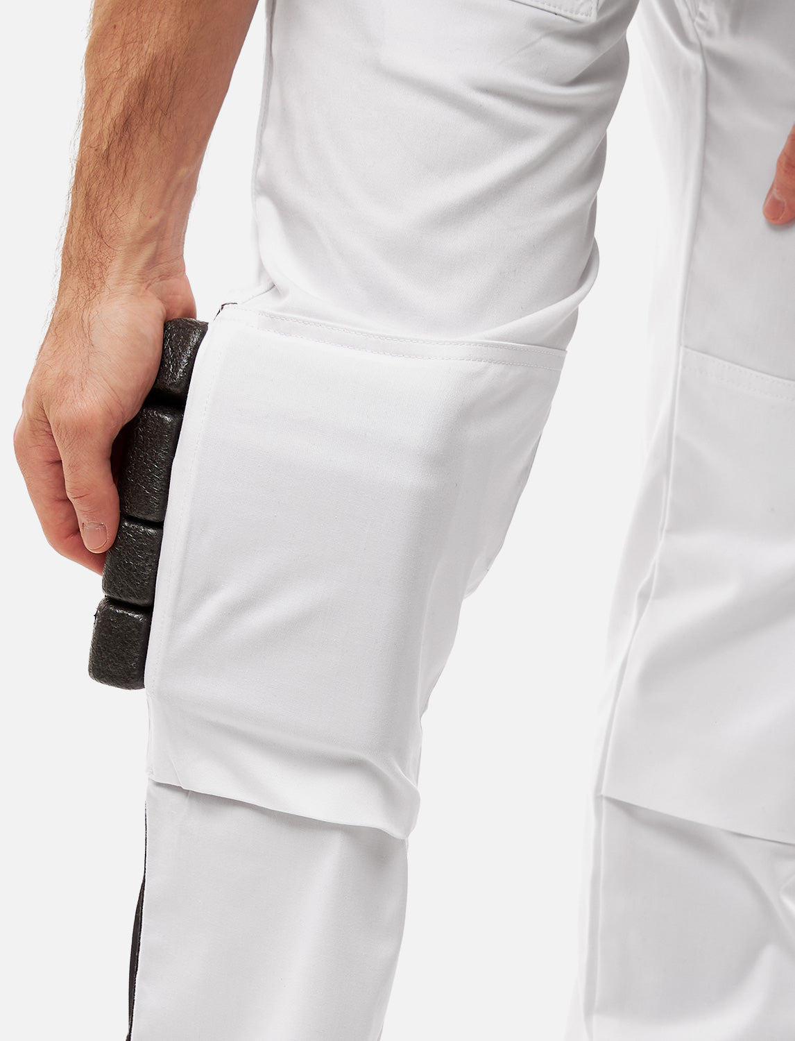 PANTALON DE PEINTRE HOMME STRETCH AVEC POCHES POUR GENOUILLÈRES PANTALON DE TRAVAIL PLÂTRIER BLANC | SORONA®
