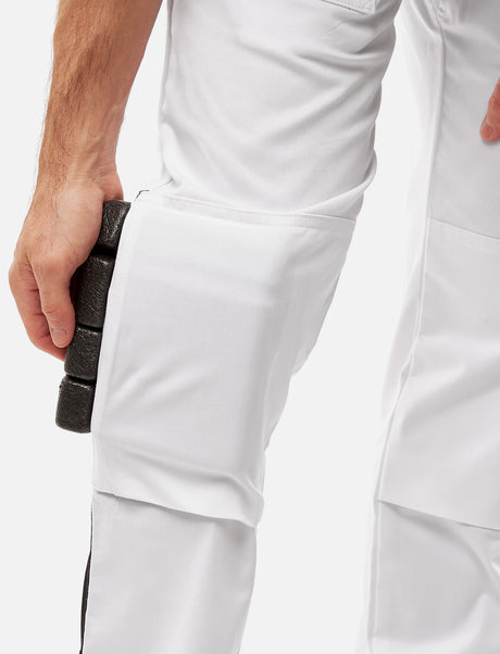PANTALON DE PEINTRE HOMME STRETCH AVEC POCHES POUR GENOUILLÈRES PANTALON DE TRAVAIL PLÂTRIER BLANC | SORONA®