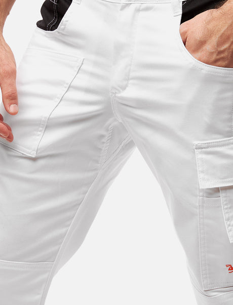 PANTALON DE PEINTRE HOMME STRETCH AVEC POCHES POUR GENOUILLÈRES PANTALON DE TRAVAIL PLÂTRIER BLANC | SORONA®