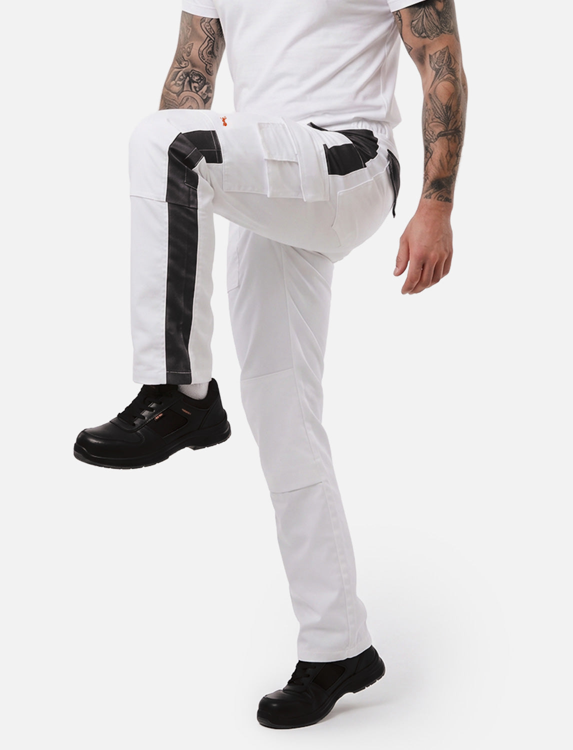 PANTALON DE PEINTRE HOMME STRETCH AVEC POCHES POUR GENOUILLÈRES PANTALON DE TRAVAIL PLÂTRIER BLANC | SORONA®