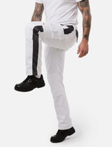 PANTALON DE PEINTRE HOMME STRETCH AVEC POCHES POUR GENOUILLÈRES PANTALON DE TRAVAIL PLÂTRIER BLANC | SORONA®