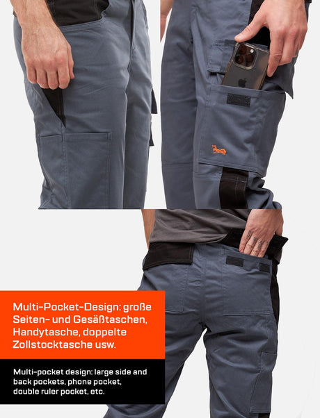 Pantalon de travail homme powerStretch avec taille élastique et large choix de tailles | StrongAnt M211PS