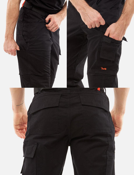 Pantalon de travail homme stretch avec poches pour genouillères en coton Strong Stretch