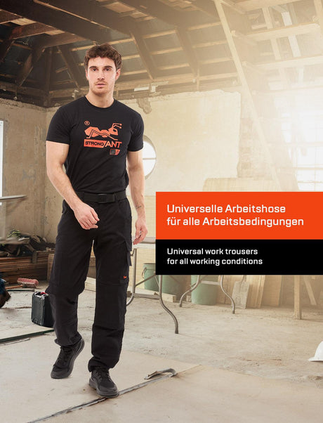 Pantalon de travail homme stretch avec poches pour genouillères en coton Strong Stretch