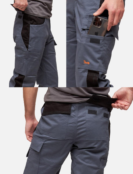 Pantalon de travail homme stretch avec poches pour genouillères en coton Strong Stretch